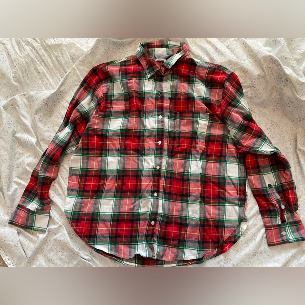 Aerie flannel pajama shirt red plaid medium NWOT
